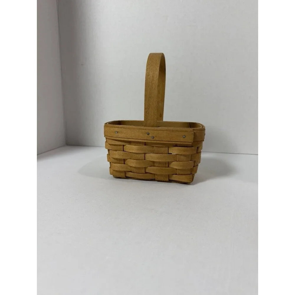 Longaberger Brown Wooden Basket & Plastic Liner 2003 Salt Pepper Shaker Holder